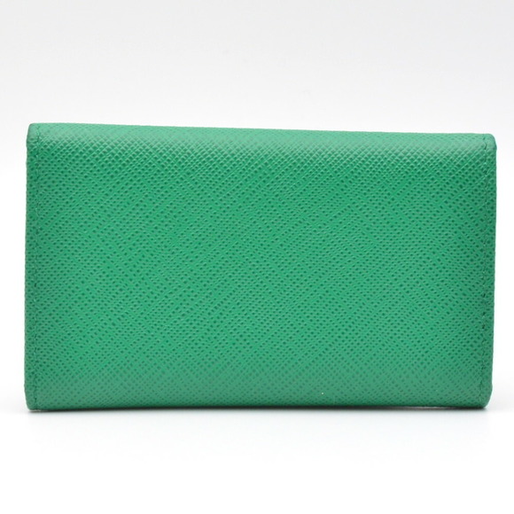 Prada Case Triangle Key Green Leather Saffiano - Picture 1 of 6